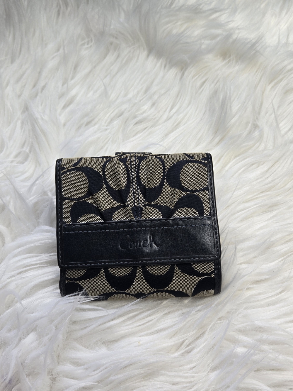 Coach Blue Signature Compact Wallet
